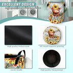 Cute Sunflowers Small Cow Laundry Basket Foldable With Handles Tote Bag Oxford Cloth Funny Laundry Hamper Clothes Storage Bucket Toy Organizer 18.9" x 16.5" For Bathroom/Laundry/Bedroom
