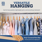 ZOBER High-Grade Wooden Hangers - Heavy Duty, Non Slip Wood Hangers for Coats, Jackets, Suits, & Pants - Clothes Hangers for Closet W/Bar and Notches 20 Pack