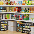 2-Pack Stackable Can Organizer for Pantry, Adjustable Can Holder Rack for Canned Food Soda Drink Goods Storage up to 36 Cans Storage, 2 Tier, Black