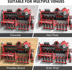 KSVO Power Tool Organizer Wall Mount with Drill Rack, Grinder Holder, Hammer & Pliers Rack, Locking Drawers, 6-Outlet Charging Shelf – Heavy Duty Metal Tool Storage for Garage, Workshop (Red)