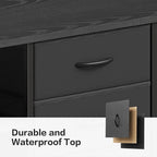 Mobile File Cabinet,Lateral Filing Cabinet with 3 Fabric Drawers,Rolling Printer Stand with 4 Open Storage Shelf for Home Office,Black