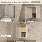 30x32 Lighted Medicine Cabinet Mirror with Lights & Smart Night Lamp -Surface or Recessed Medicine Cabinet Mirror with Outlet & Clock,Fogless Dimmable LED Storage Mirror,Built-in Sensor Light