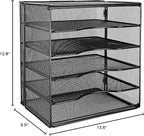 Amazon Basics 5-Tier Mesh Desk Organizer, File Holder, Paper Sorter for Office Supplies, Mail, Documents, 13.6 x 9.5 x 12.8 inches, Black