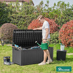 YITAHOME 120 Gallon Outdoor Storage Deck Box, Large Resin Patio Storage for Outdoor Pillows, Garden Tools and Pool Supplies, Waterproof, Lockable, (Dark Grey)