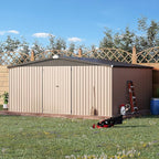AECOJOY 12' x 14' Shed Outdoor Metal Storage, Large Storage Sheds & Outdoor Storage Clearance 14' x 12', Large Steel Yard Shed, Tool Storage for Garden, Backyard, Patio, Outside use in Grey