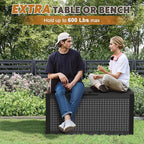 Outdoor Storage Box, Resin Deck Boxes Indoor and outdoor, Waterproof Storage Box Lockable Lid (Black, 101 Gallon)