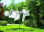 Brabantia Lift-O-Matic Outdoor 4 Arm Clothesline (164 ft/Ø 1.8") Height Adjustable, Folding Clothes Drying Rack + Ground Spike & Cover (Gray)