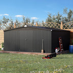 AECOJOY Shed 12' x 14' Storage Shed, Outdoor Metal Storage Sheds & Outdoor Storage 14x12 with Lockable Doors, Large Steel Yard Shed, Utility Tool Storage for Garden, Patio, Outside use in Dark Grey