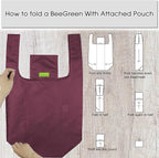 BeeGreen Marrs Reusable Grocery Bags Wholesale Marrs Green Reusable Kitchen Bags Bulk Foldable-Machine Washable with Zipper Storage Pouch 20 Packs
