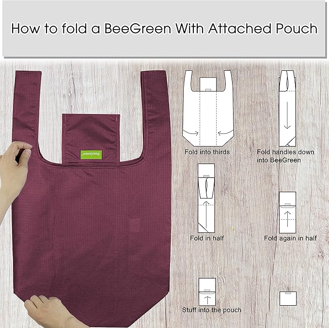 BeeGreen Marrs Reusable Grocery Bags Wholesale Marrs Green Reusable Kitchen Bags Bulk Foldable-Machine Washable with Zipper Storage Pouch 20 Packs