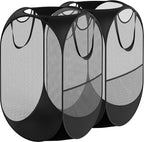 Simple Houseware Mesh Pop-Up Laundry Hamper Basket with Side Pocket, Black - 2 Pack